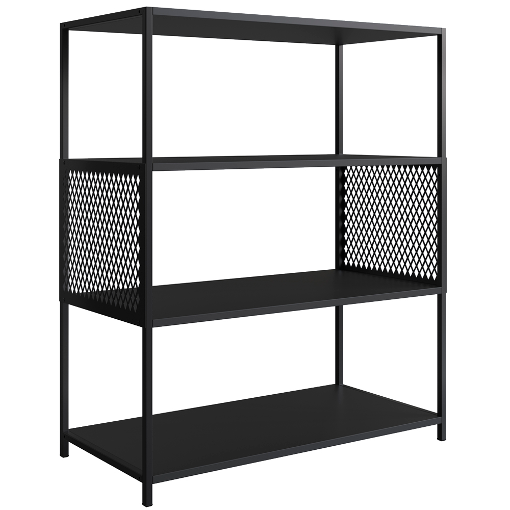 Estante Estilo Industrial 94 Cm Com Tela P1024 Preto PP Estante Estilo Industrial 94 Cm Com Tela P1024 Preto PP