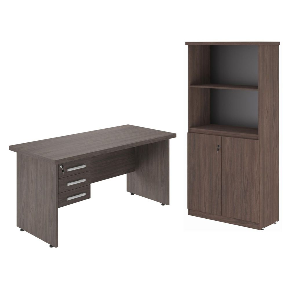 Conjunto de Mesa e Armário Estante Cruzeiro Freijo Conjunto de Mesa e Armário Estante Cruzeiro Freijo
