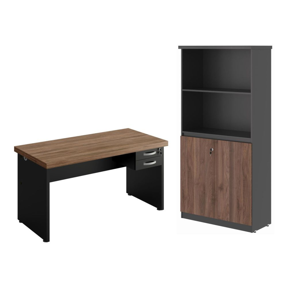 Armario Estante com Mesa 1.2 Ipanema Noce Preto Armario Estante com Mesa 1.2 Ipanema Noce Preto