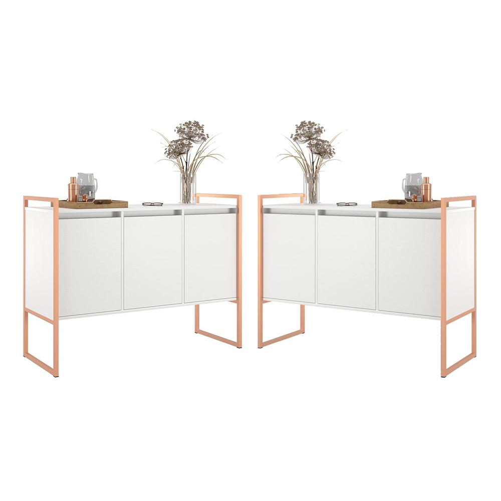 Buffet Industrial 3 Portas Branco Cobre Conjunto 2 Unidades Buffet Industrial 3 Portas Branco Cobre Conjunto 2 Unidades
