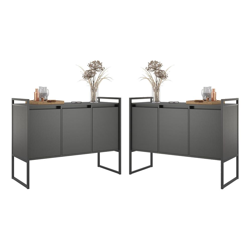 Buffet 3 Portas Rouxe Preto Conjunto 2 Unidades Buffet 3 Portas Rouxe Preto Conjunto 2 Unidades