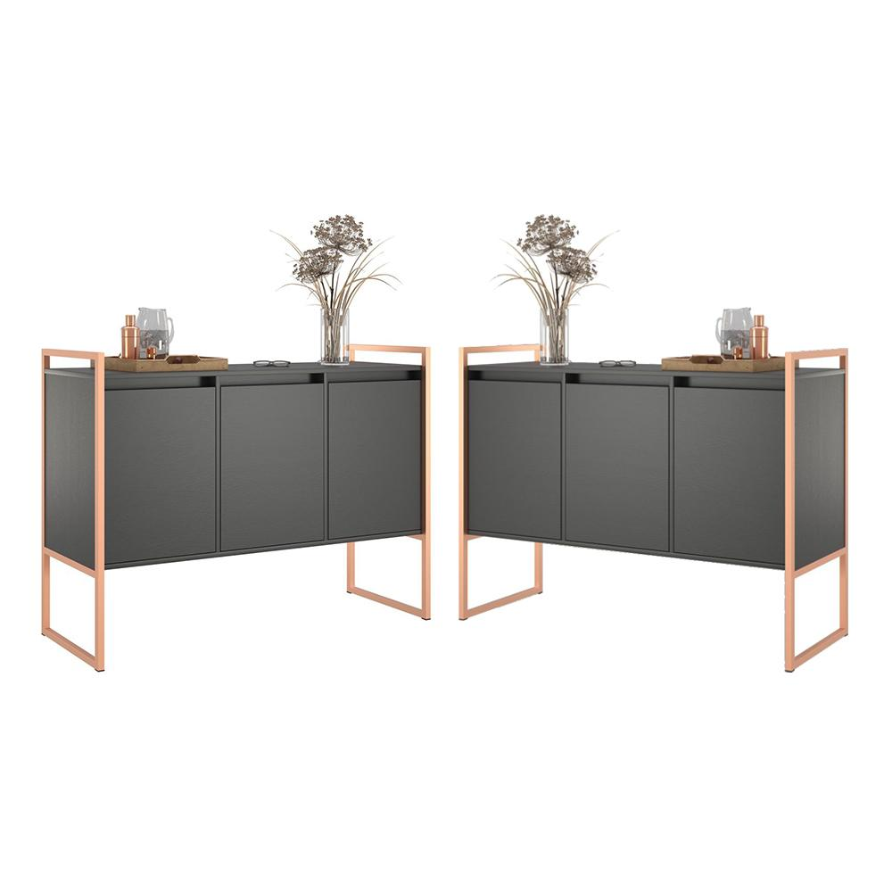 Armario Industrial 3 Portas Balso Preto Cobre Conjunto 2 Peças Armario Industrial 3 Portas Balso Preto Cobre Conjunto 2 Peças