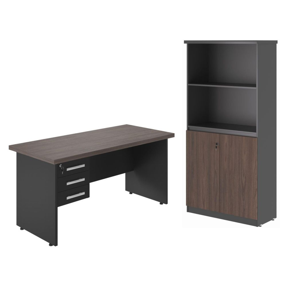 Mesa 1600 com Armário Belvedere Freijo Preto Mesa 1600 com Armário Belvedere Freijo Preto
