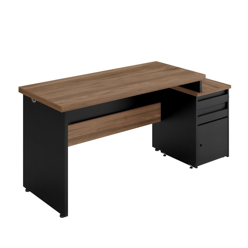 Mesa Escrivaninha Com Gaveteiro Noce Preto Mesa Escrivaninha Com Gaveteiro Noce Preto