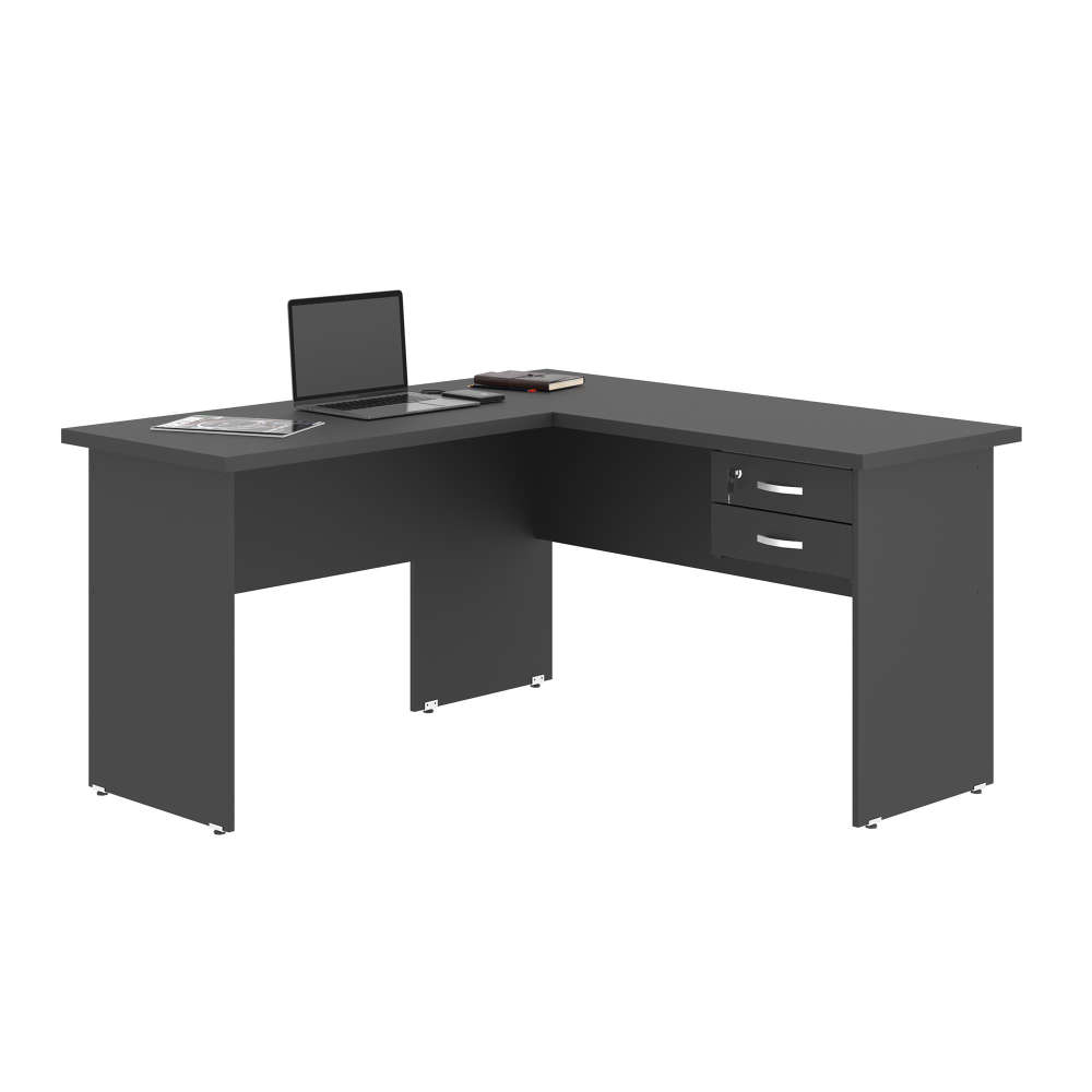 Escrivaninha em L com 02 Gavetas Chair Preto Onix Escrivaninha em L com 02 Gavetas Chair Preto Onix
