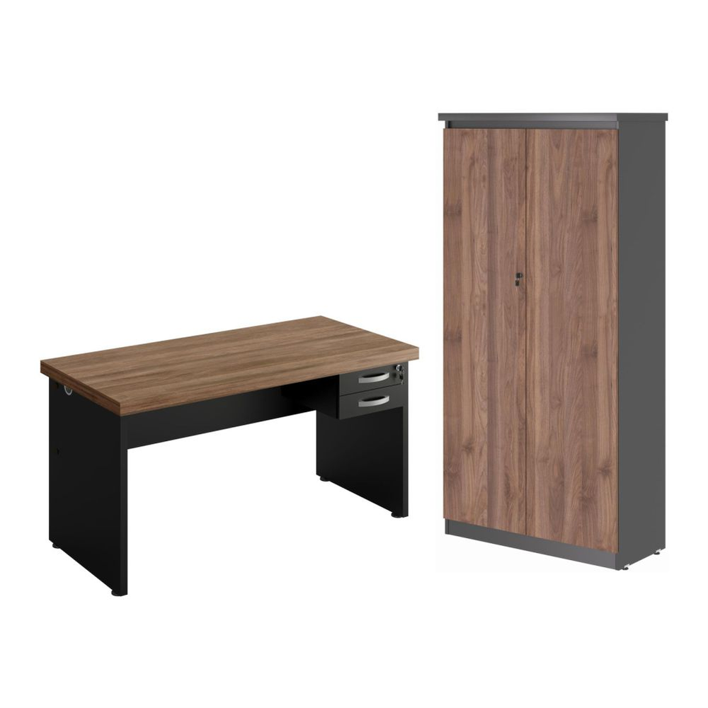 Mesa 1200 com Armario 2 Portas Alpha Noce Preto Mesa 1200 com Armario 2 Portas Alpha Noce Preto