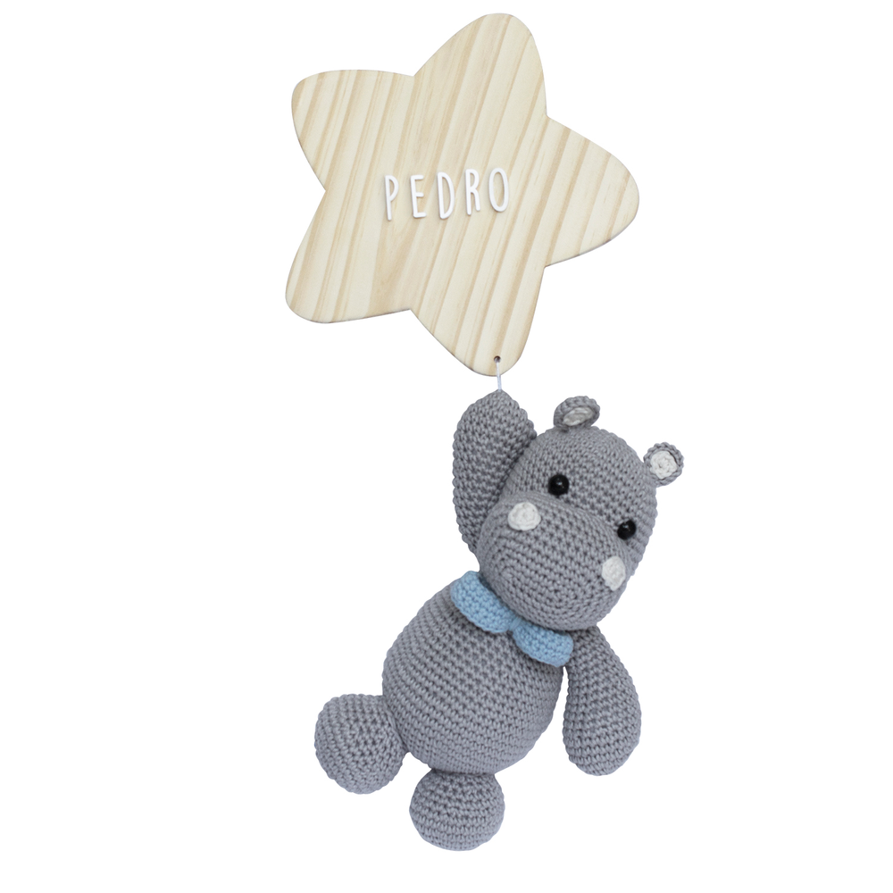 Porta Maternidade Estrela com Hipopótamo de Gravata Azul Quarto Bebê Infantil Menino Porta Maternidade Estrela com Hipopótamo de Gravata Azul Quarto Bebê Infantil Menino
