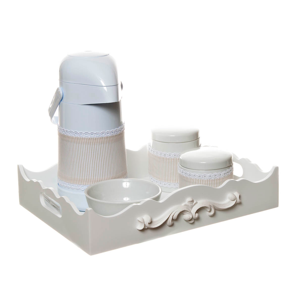 Kit Higiene Com Porcelanas E Capa Resina Arabesco Quarto Bebê Kit Higiene Com Porcelanas E Capa Resina Arabesco Quarto Bebê