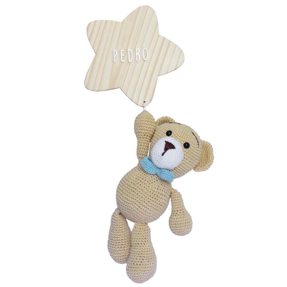 Porta Maternidade Estrela com Urso de Gravata Azul Quarto Bebê Infantil Menino Porta Maternidade Estrela com Urso de Gravata Azul Quarto Bebê Infantil Menino