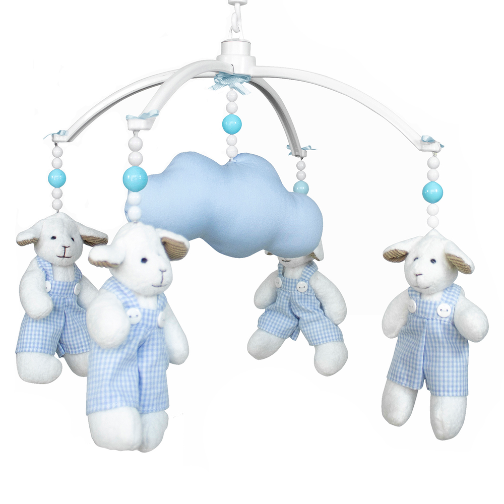 Móbile Musical Carneiro Azul e Nuvem Quarto Bebê Infantil Menino Móbile Musical Carneiro Azul e Nuvem Quarto Bebê Infantil Menino