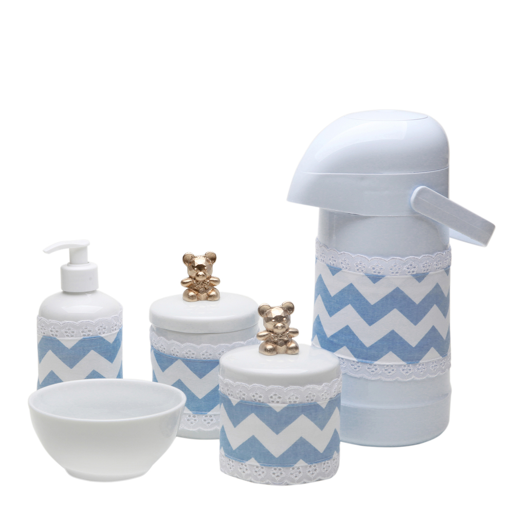Potes, Garrafa, Molhadeira e Porta Álcool-Gel Com Capa Ursinho Dourado Quarto Bebê Infantil Menino Potes, Garrafa, Molhadeira e Porta Álcool-Gel Com Capa Ursinho Dourado Quarto Bebê Infantil Menino