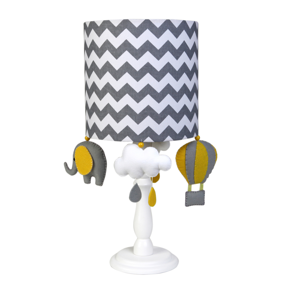 Abajur Madeira Elefante Balão Cinza Quarto Bebê Infantil Menina Menino Abajur Madeira Elefante Balão Cinza Quarto Bebê Infantil Menina Menino