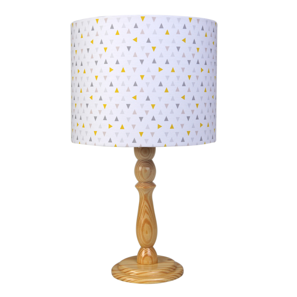 Abajur Madeira Moderno Triângulo Amarelo Quarto Bebê Infantil Menina Menino Abajur Madeira Moderno Triângulo Amarelo Quarto Bebê Infantil Menina Menino