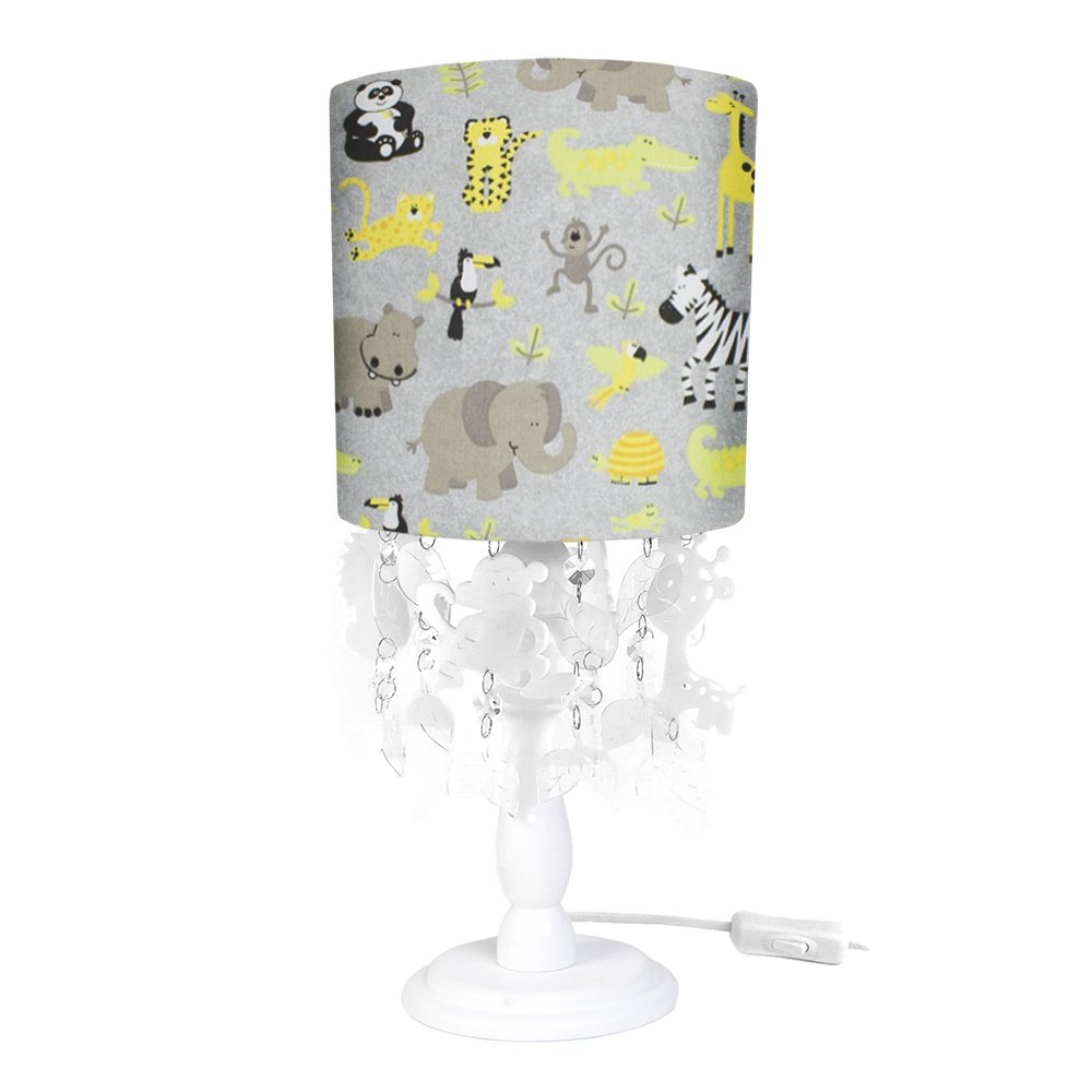 Abajur Madeira Cristais Safári Quarto Bebê Infantil Menino Menina Abajur Madeira Cristais Safári Quarto Bebê Infantil Menino Menina