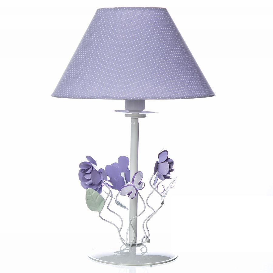 Abajur Metal Floral Lilás Quarto Bebê Infantil Menina Abajur Metal Floral Lilás Quarto Bebê Infantil Menina