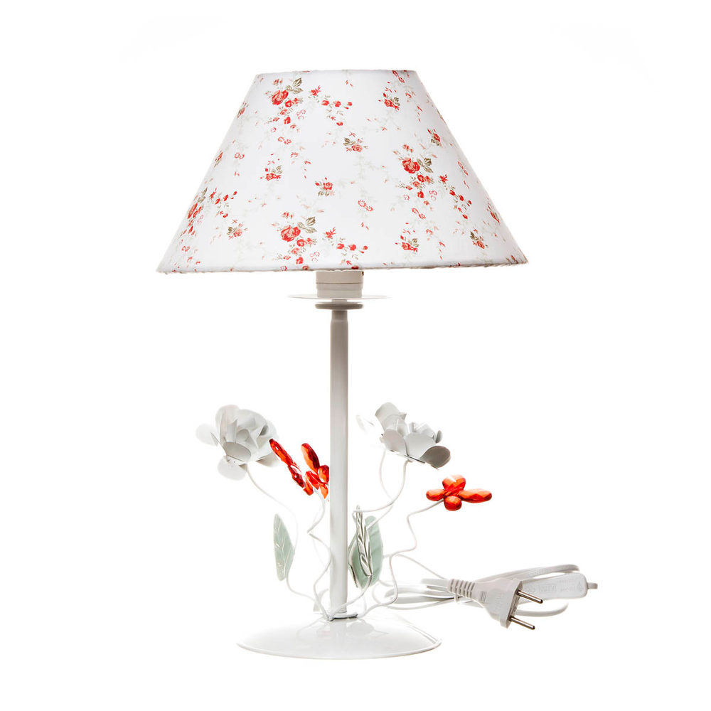 Abajur Metal Floral Vermelho Quarto Bebê Infantil Menina Abajur Metal Floral Vermelho Quarto Bebê Infantil Menina