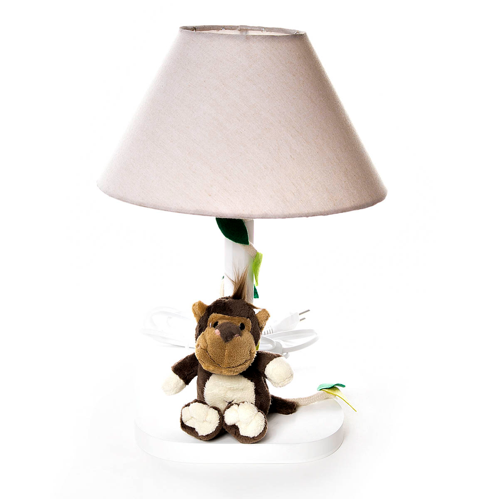 Abajur Madeira Floresta Macaquinho Quarto Bebê Infantil - Bivolt Abajur Madeira Floresta Macaquinho Quarto Bebê Infantil - Bivolt