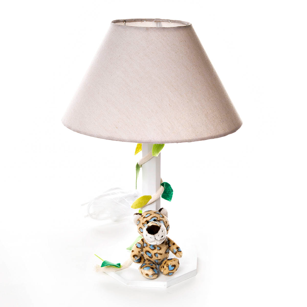 Abajur Madeira Floresta Onça Quarto Bebê Infantil - Bivolt Abajur Madeira Floresta Onça Quarto Bebê Infantil - Bivolt
