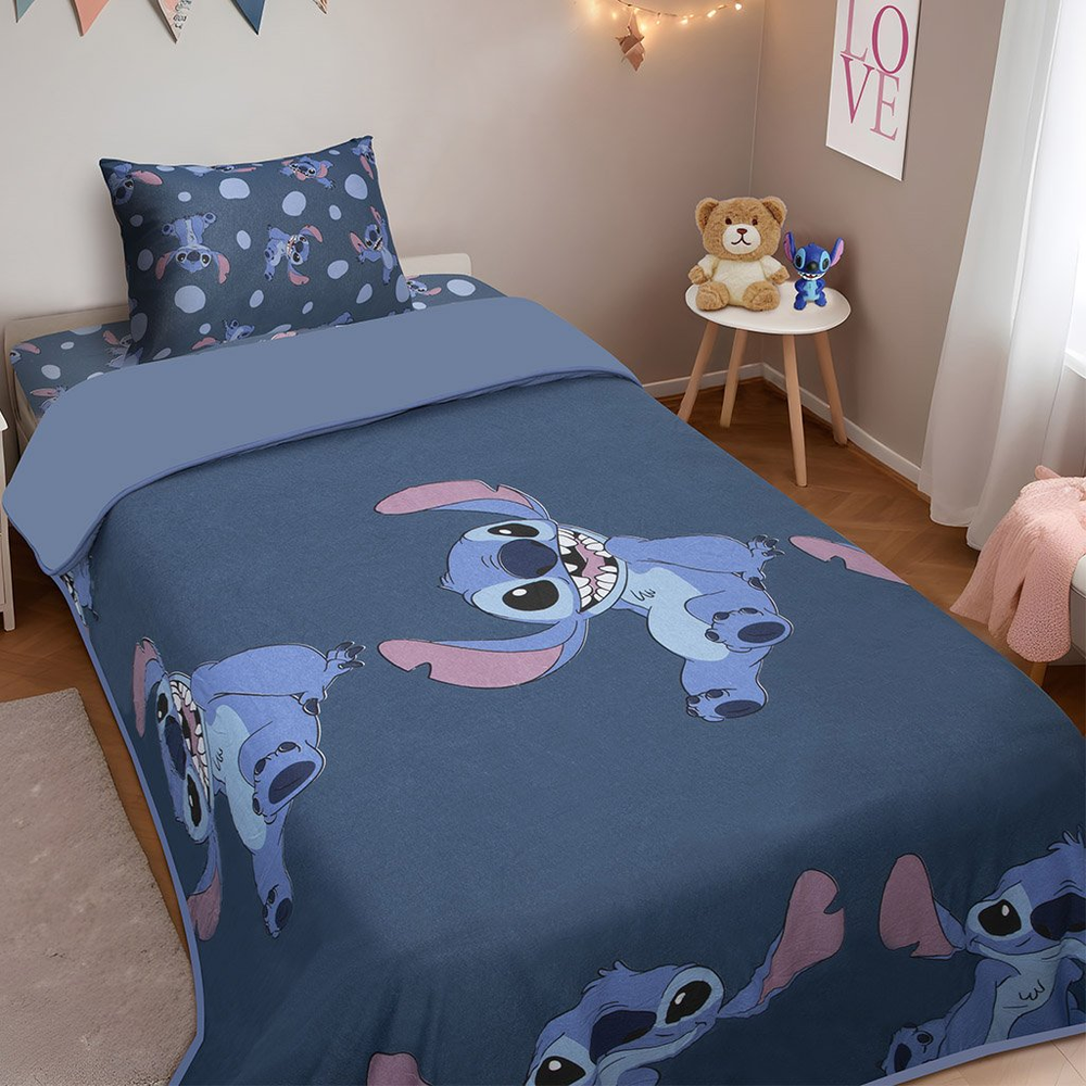 Edredom Solteiro Stitch Disney 150x220cm 100% Algodão Big Stitch Blue Edredom Solteiro Stitch Disney 150x220cm 100% Algodão Big Stitch Blue