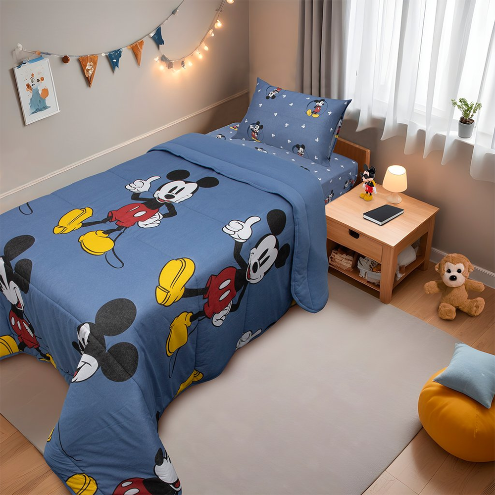 Edredom Solteiro Mickey & Minnie Disney Malha 100% Algodão 150x220cm Mickey Mouse Jeans Edredom Solteiro Mickey & Minnie Disney Malha 100% Algodão 150x220cm Mickey Mouse Jeans