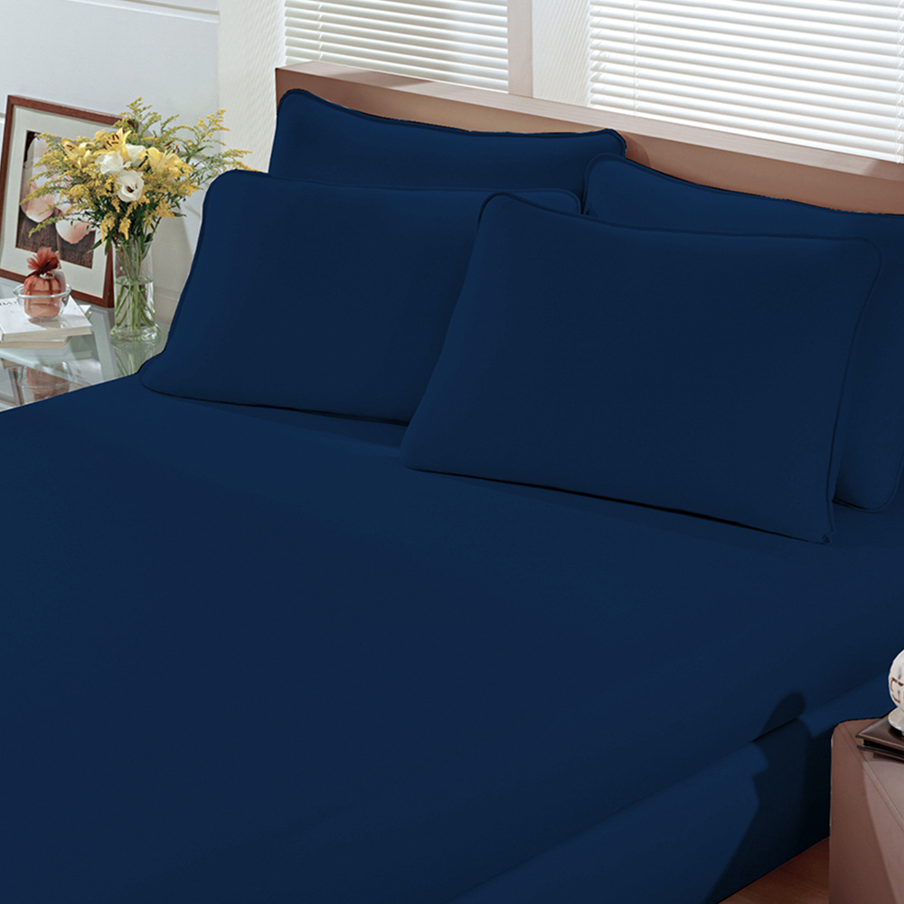 Lençol Malha Liso com Elástico Queen Azul Marinho Linha Cores Portallar 1 peça Lençol Malha Liso com Elástico Queen Azul Marinho Linha Cores Portallar 1 peça