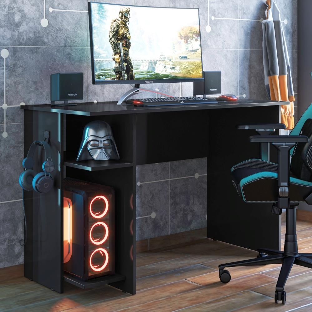 Mesa Gamer com Suporte de Fone Zalie Preto Mesa Gamer com Suporte de Fone Zalie Preto
