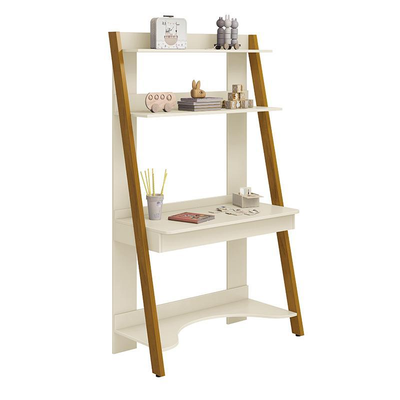 Estante Escrivaninha Simba Areia Fosco com Pés Amadeirado - Reller Móveis Estante Escrivaninha Simba Areia Fosco com Pés Amadeirado - Reller Móveis