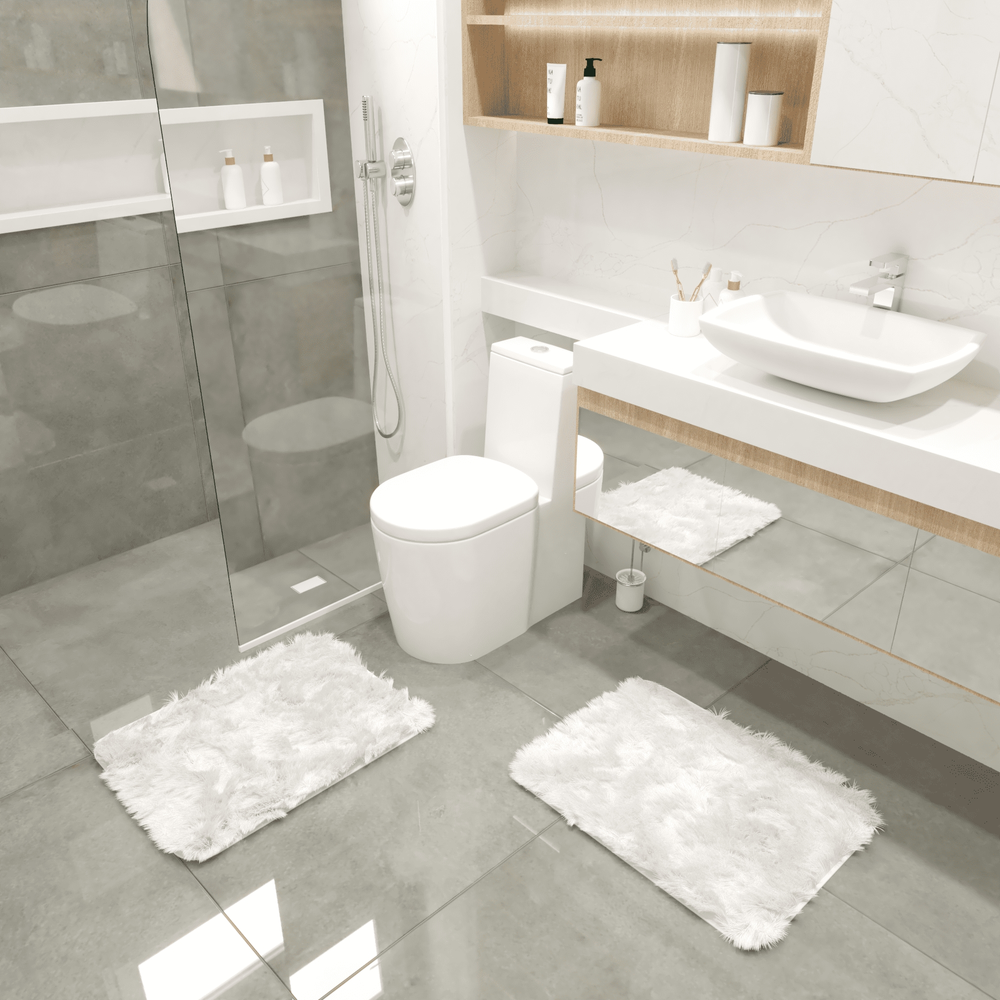 Kit Tapete Banheiro Felpudo Peludo Branco 40 x 60 cm Kit Tapete Banheiro Felpudo Peludo Branco 40 x 60 cm
