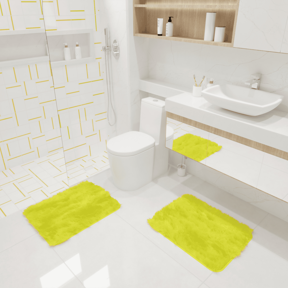 Kit Tapete Banheiro Felpudo Peludo Amarelo 40 x 60 cm Kit Tapete Banheiro Felpudo Peludo Amarelo 40 x 60 cm