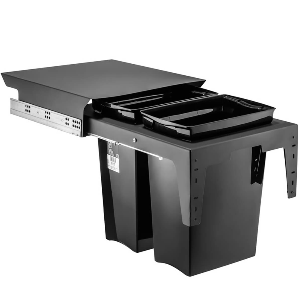 Lixeira Deslizante Dupla 30L Ecológica Para Cozinha Master Grafite Lixeira Deslizante Dupla 30L Ecológica Para Cozinha Master Grafite