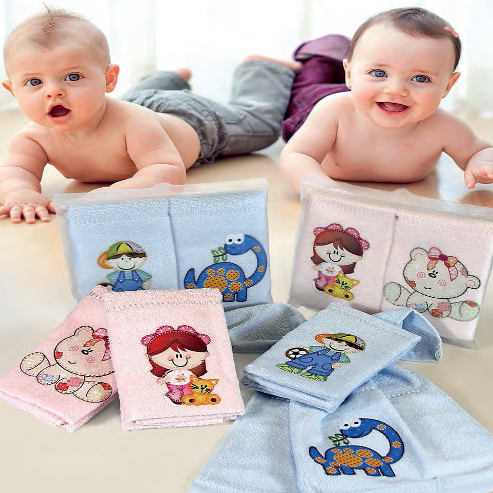 Kit Toalha para Lavabo Infantil 2 Peças Mimo Azul Claro Kit Toalha para Lavabo Infantil 2 Peças Mimo Azul Claro