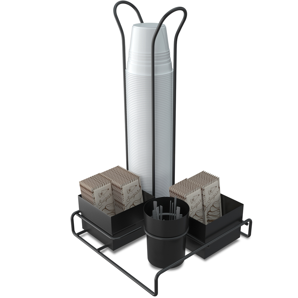 Suporte Porta Copos Descartáveis 50 E 80ml Organizador Porta Sachês Colheres Açúcar Stolf Preto Suporte Porta Copos Descartáveis 50 E 80ml Organizador Porta Sachês Colheres Açúcar Stolf Preto
