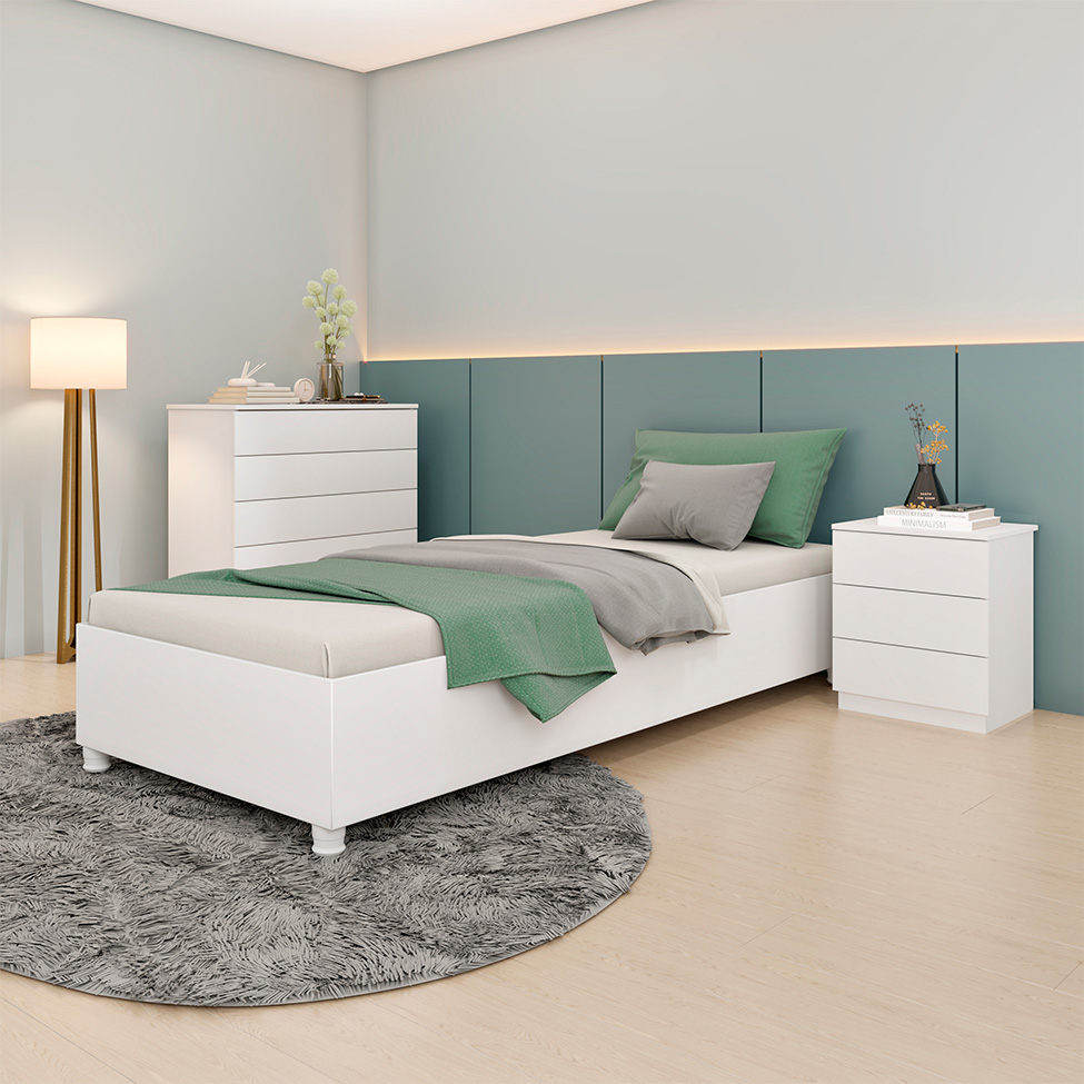 Base para Cama Box Solteiro Mônaco Neve Base para Cama Box Solteiro Mônaco Neve