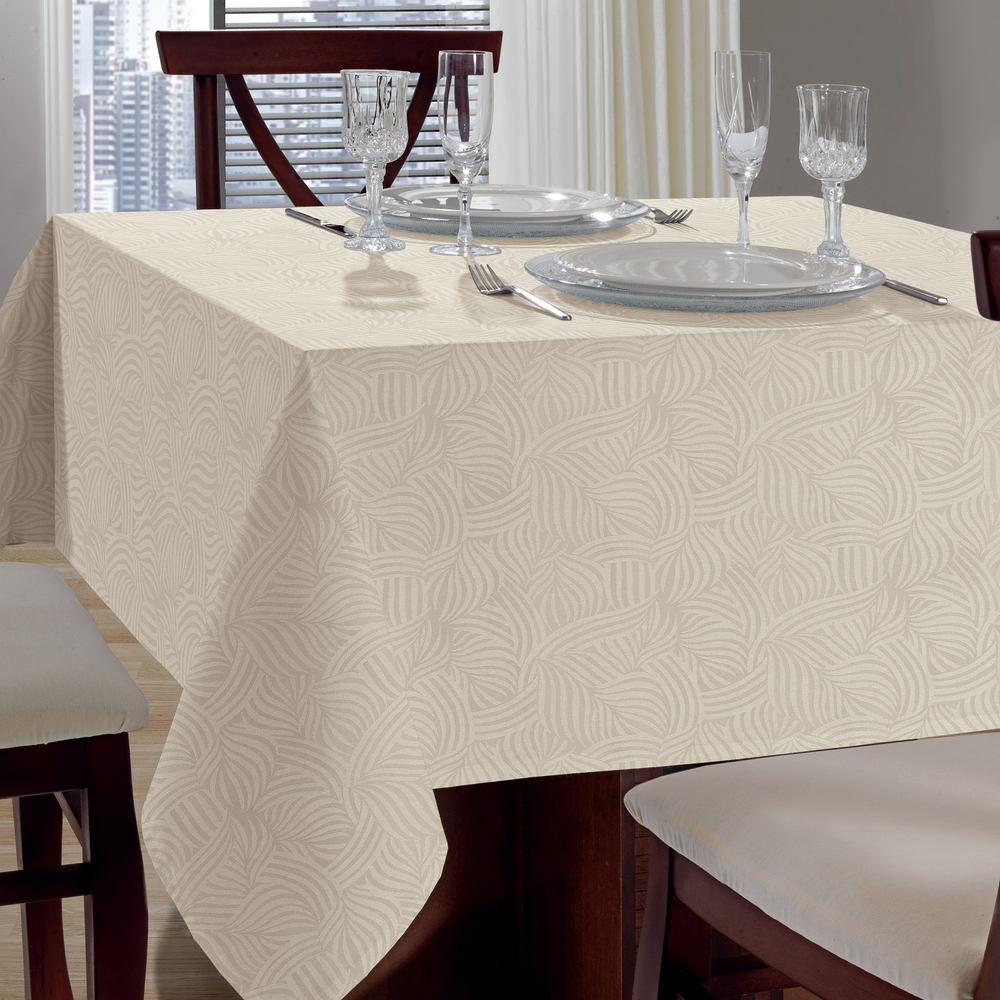 Toalha de Mesa Quadrada 4 Lugares Safira 2 Bege Toalha de Mesa Quadrada 4 Lugares Safira 2 Bege