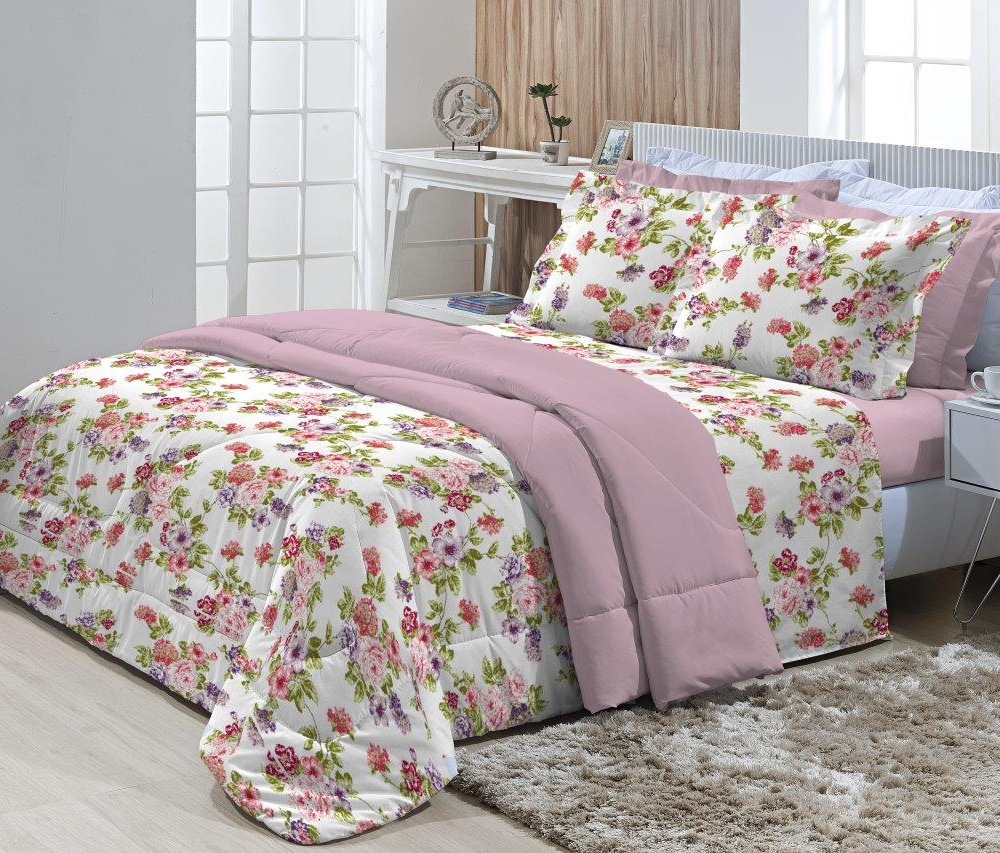Edredon Dupla Face Casal 180 fios Innovare Clara 1 peça Textil Lar Edredon Dupla Face Casal 180 fios Innovare Clara 1 peça Textil Lar