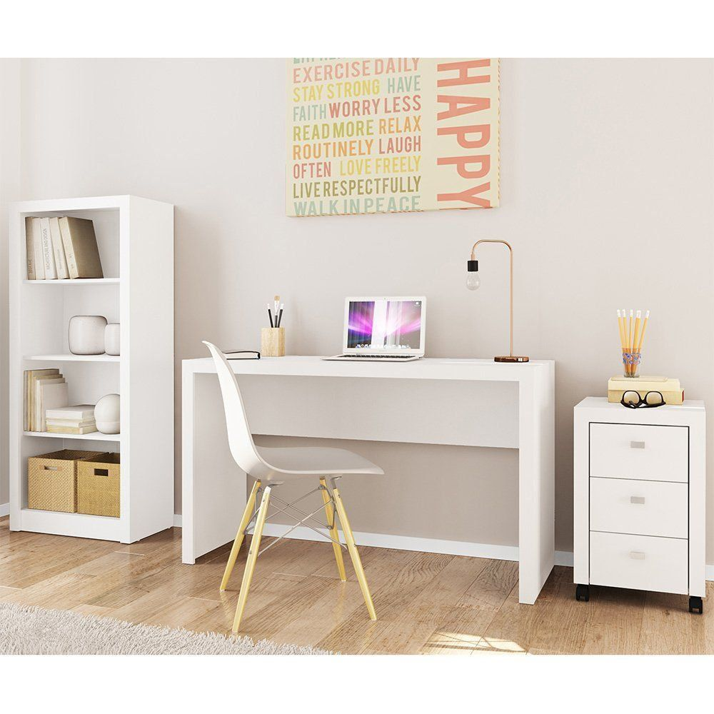 Ambiente para Home Office 03 Peças Branco - Tecno Mobili Ambiente para Home Office 03 Peças Branco - Tecno Mobili