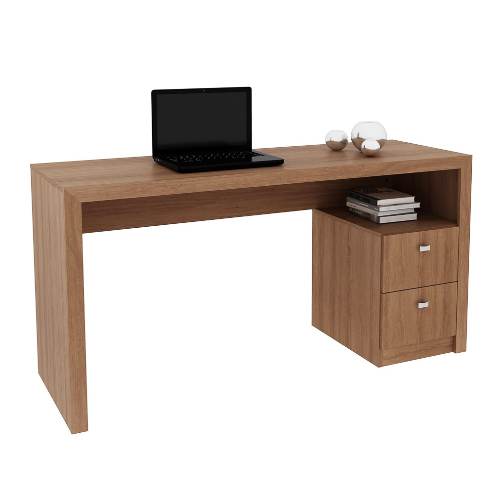 Mesa Para Computador Escrivaninha 2 Gavetas ME4130 Amêndoa - Tecno Mobili Mesa Para Computador Escrivaninha 2 Gavetas ME4130 Amêndoa - Tecno Mobili