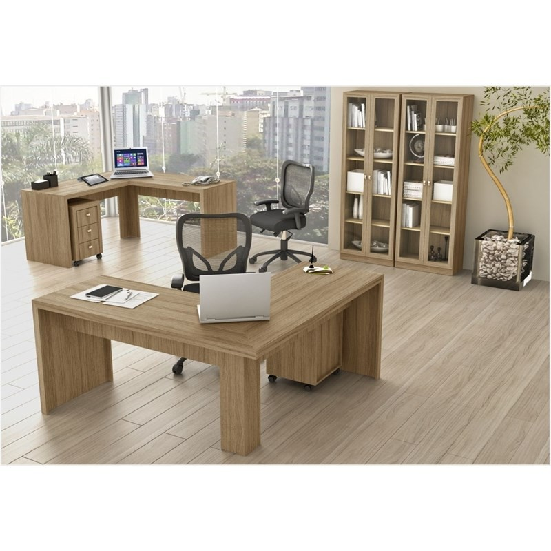 Ambiente para Home Office 06 Peças Amendoa - Tecno Mobili Ambiente para Home Office 06 Peças Amendoa - Tecno Mobili