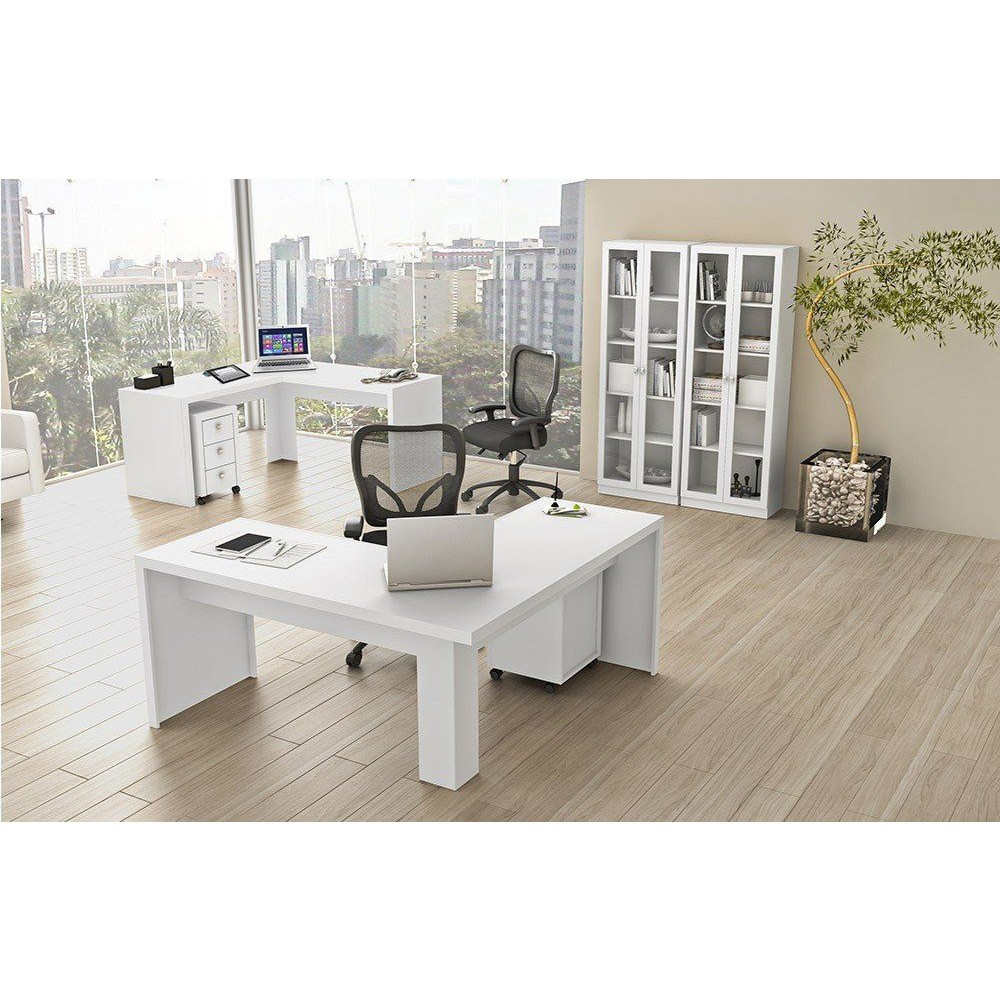 Conjunto para Home Office 06 Peças Branco - Tecno Mobili Conjunto para Home Office 06 Peças Branco - Tecno Mobili
