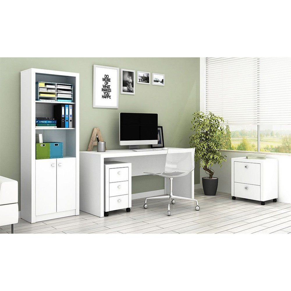 Conjunto para Escritório 04 Peças Branco - Tecno Mobili Conjunto para Escritório 04 Peças Branco - Tecno Mobili