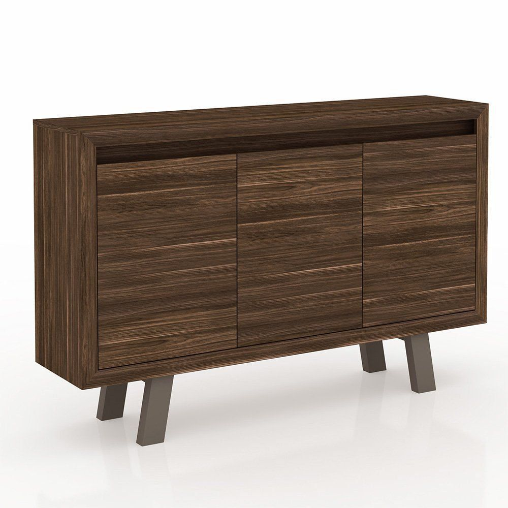 Balcão 3 Portas para Escritório Home Office ME4120 MDP Nogal/Fendi - Gran Belo Balcão 3 Portas para Escritório Home Office ME4120 MDP Nogal/Fendi - Gran Belo
