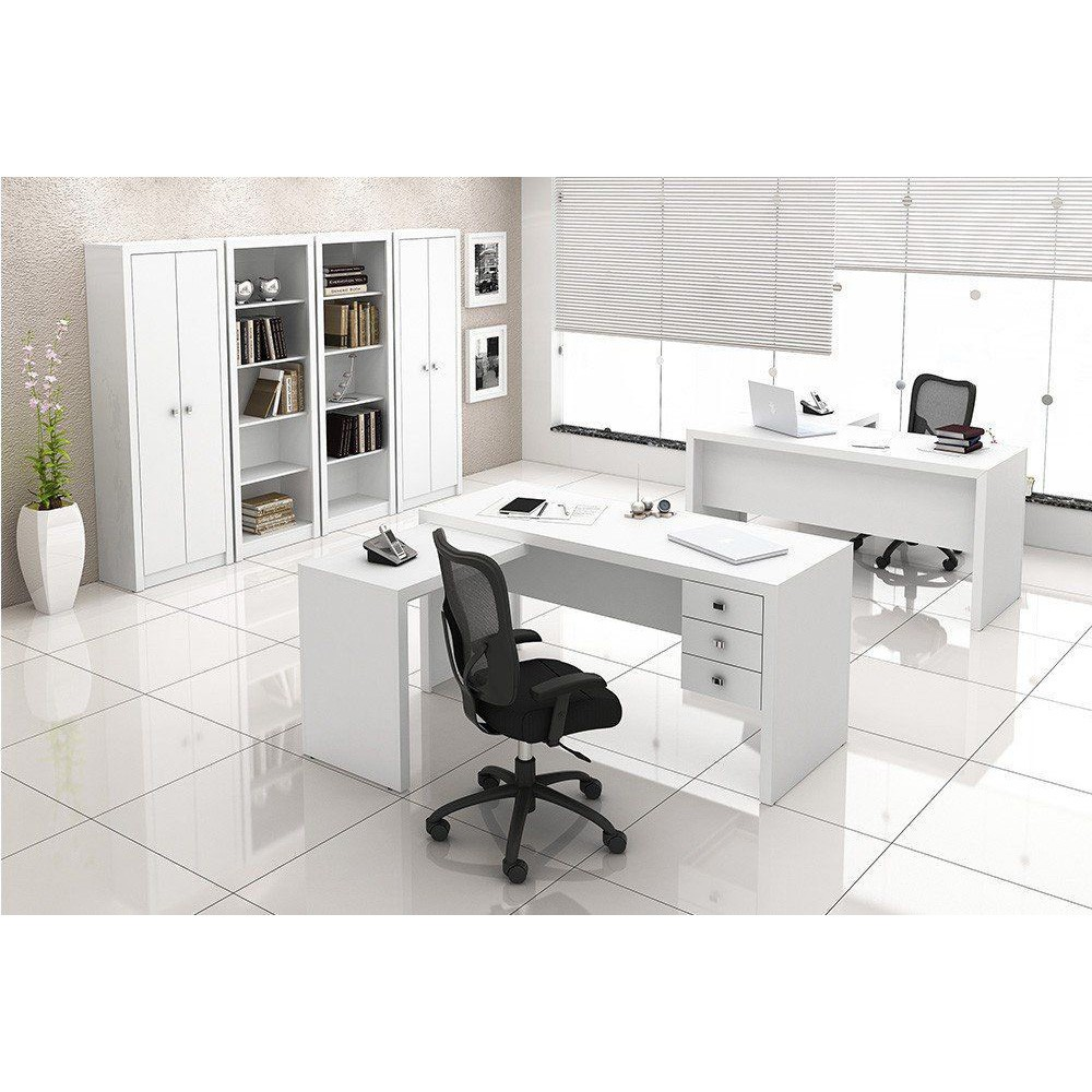 Escritório Completo 06 Peças Branco - Tecno Mobili Escritório Completo 06 Peças Branco - Tecno Mobili