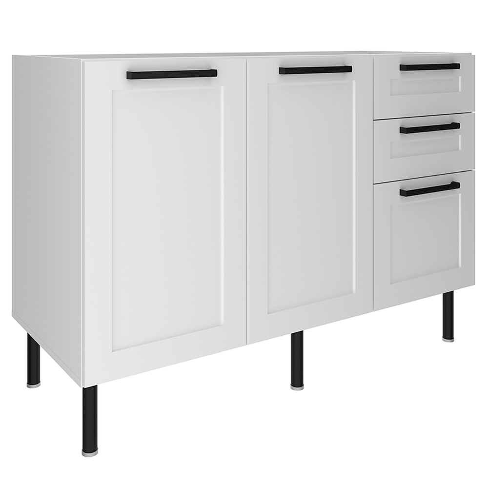 Balcao Para Pia Sem Tampo 120 cm MDF 2P 3G CZ3300 Branco Tecno Mobili Balcao Para Pia Sem Tampo 120 cm MDF 2P 3G CZ3300 Branco Tecno Mobili