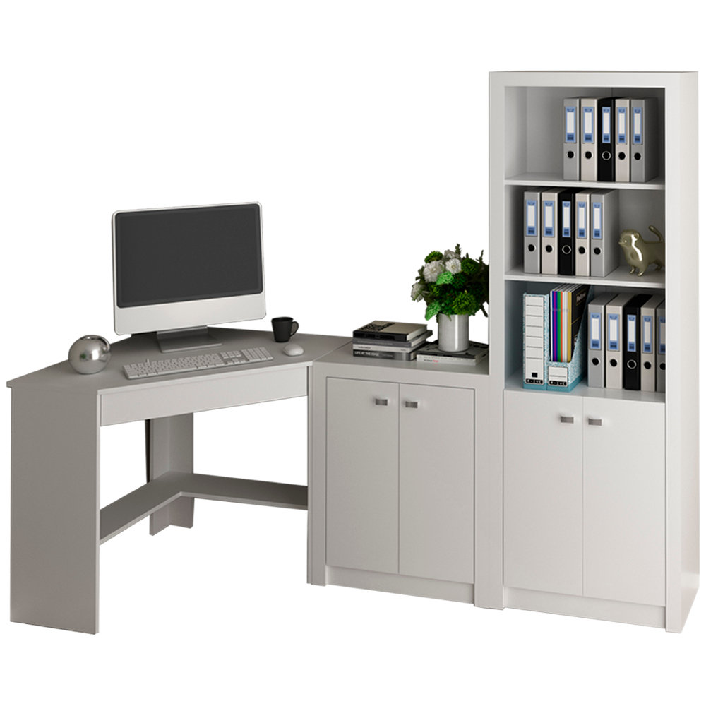 Escrivaninha Armario E Balcao Para Escritorio Branco ME41X69X03X10 Tecno Mobili Escrivaninha Armario E Balcao Para Escritorio Branco ME41X69X03X10 Tecno Mobili