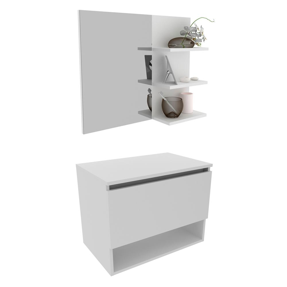 Conjunto Para Banheiro Gabinete E Espelheira BN3606x08 Branco Tecno Mobili Conjunto Para Banheiro Gabinete E Espelheira BN3606x08 Branco Tecno Mobili