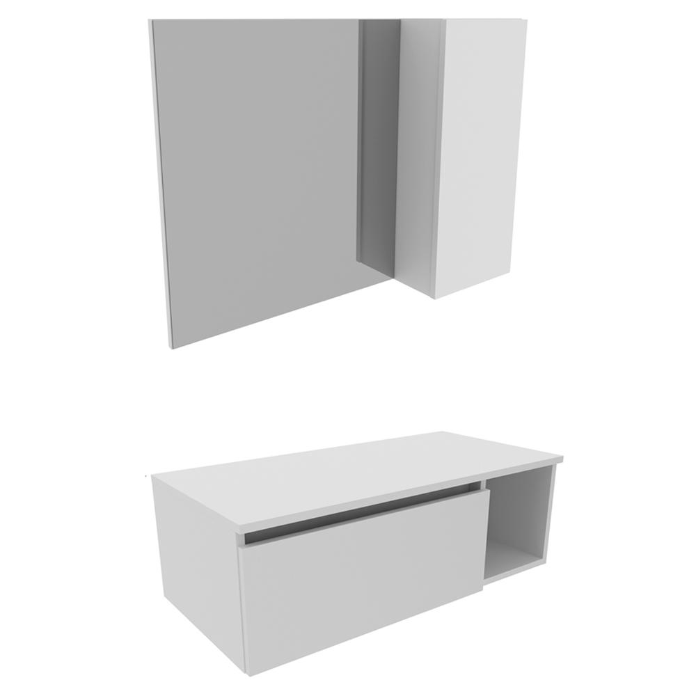 Conjunto Para Banheiro Gabinete E Espelheira BN3601x02 Branco Tecno Mobili Conjunto Para Banheiro Gabinete E Espelheira BN3601x02 Branco Tecno Mobili
