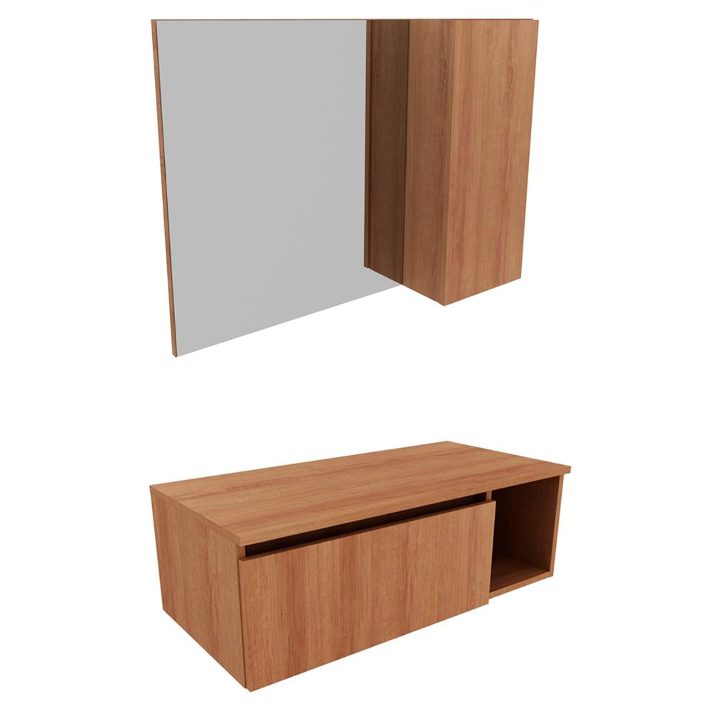 Conjunto Para Banheiro Gabinete E Espelheira BN3601x02 Amendoa Tecno Mobili Conjunto Para Banheiro Gabinete E Espelheira BN3601x02 Amendoa Tecno Mobili