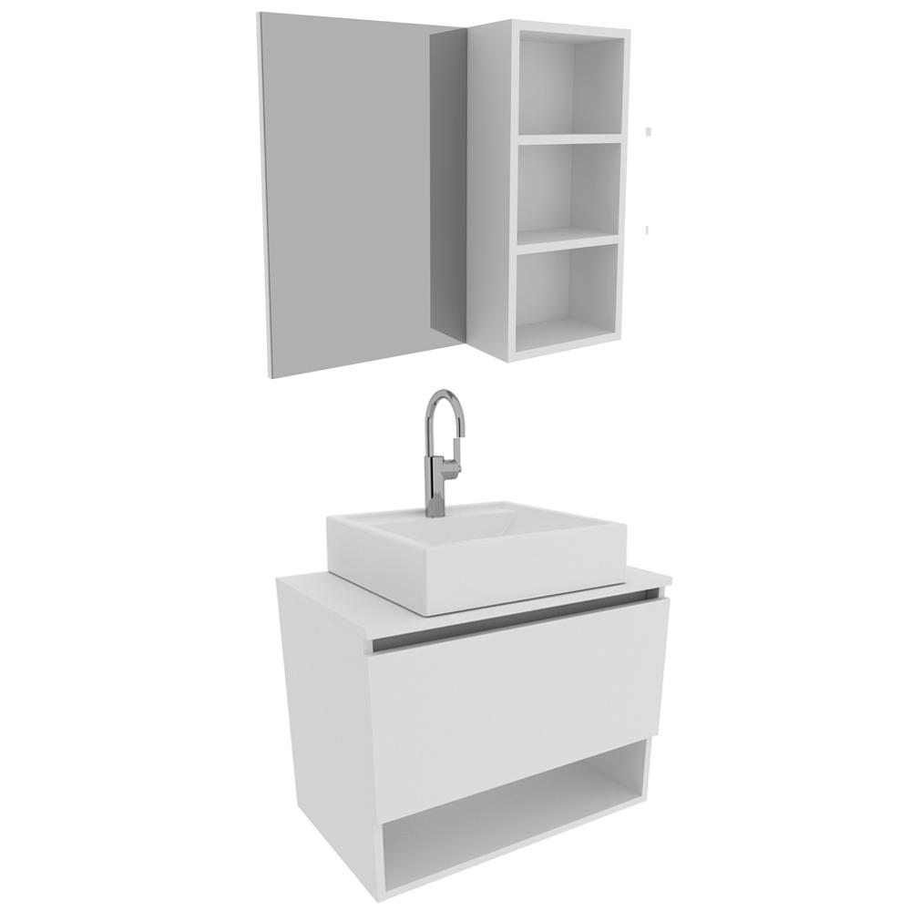 Conjunto Para Banheiro Armarios Com Cuba E Espelho BN6 Branco Tecno Mobili Conjunto Para Banheiro Armarios Com Cuba E Espelho BN6 Branco Tecno Mobili