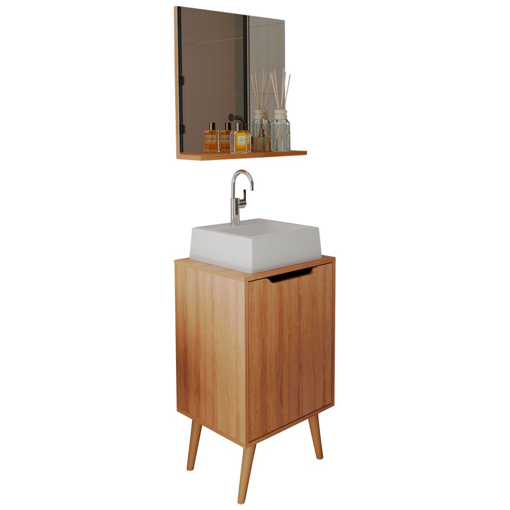 Conjunto Para Banheiro Gabinete Com Cuba e Espelheira Amendoa BN3630x41x42 Tecno Mobili Conjunto Para Banheiro Gabinete Com Cuba e Espelheira Amendoa BN3630x41x42 Tecno Mobili