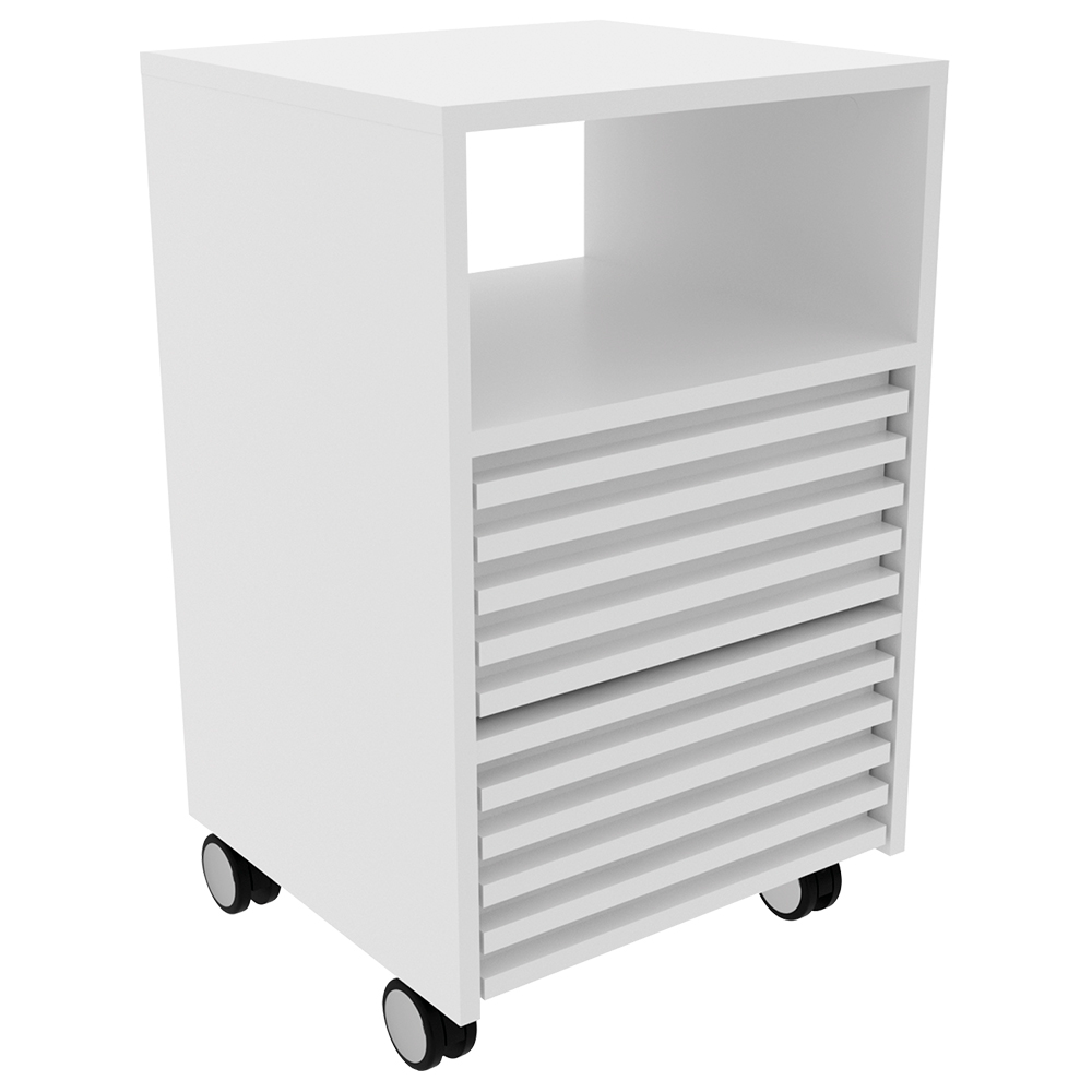 Gaveteiro com Rodizio e 2 Gavetas Ripado ME4175 Branco Tecno Mobili Gaveteiro com Rodizio e 2 Gavetas Ripado ME4175 Branco Tecno Mobili